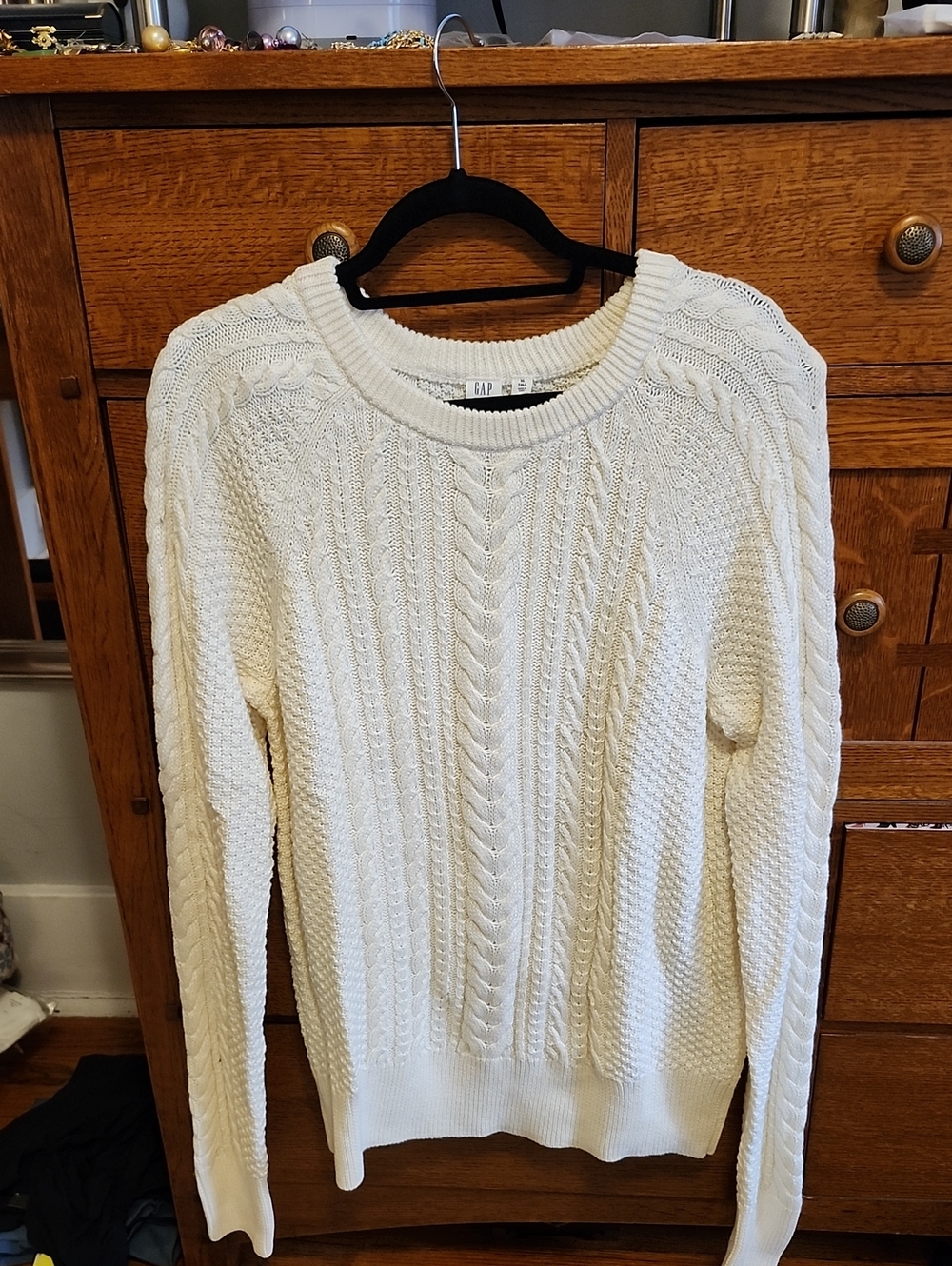GAP Cream Cable-Knit Crewneck Sweater